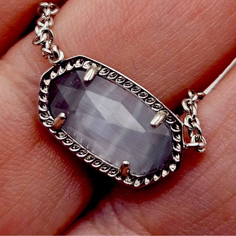 Kendra Scott Elisa Necklace Silver Tone Gray Glass